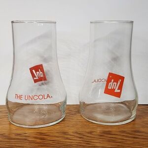 7up Uncola Upside Down Glasses set of 2